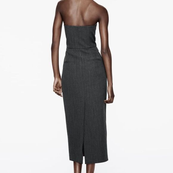 ZW ZARA COLLECTION STRAPLESS DRESS GRAY Midi Dress gray - Picture 14 of 16